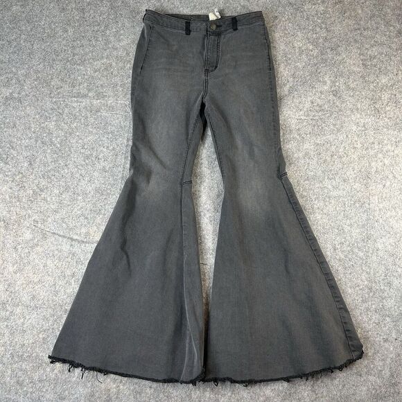 Free People Pants Women's 29 Black Denim Jeans Flared Bell Cotton Blend - Picture 1 of 10